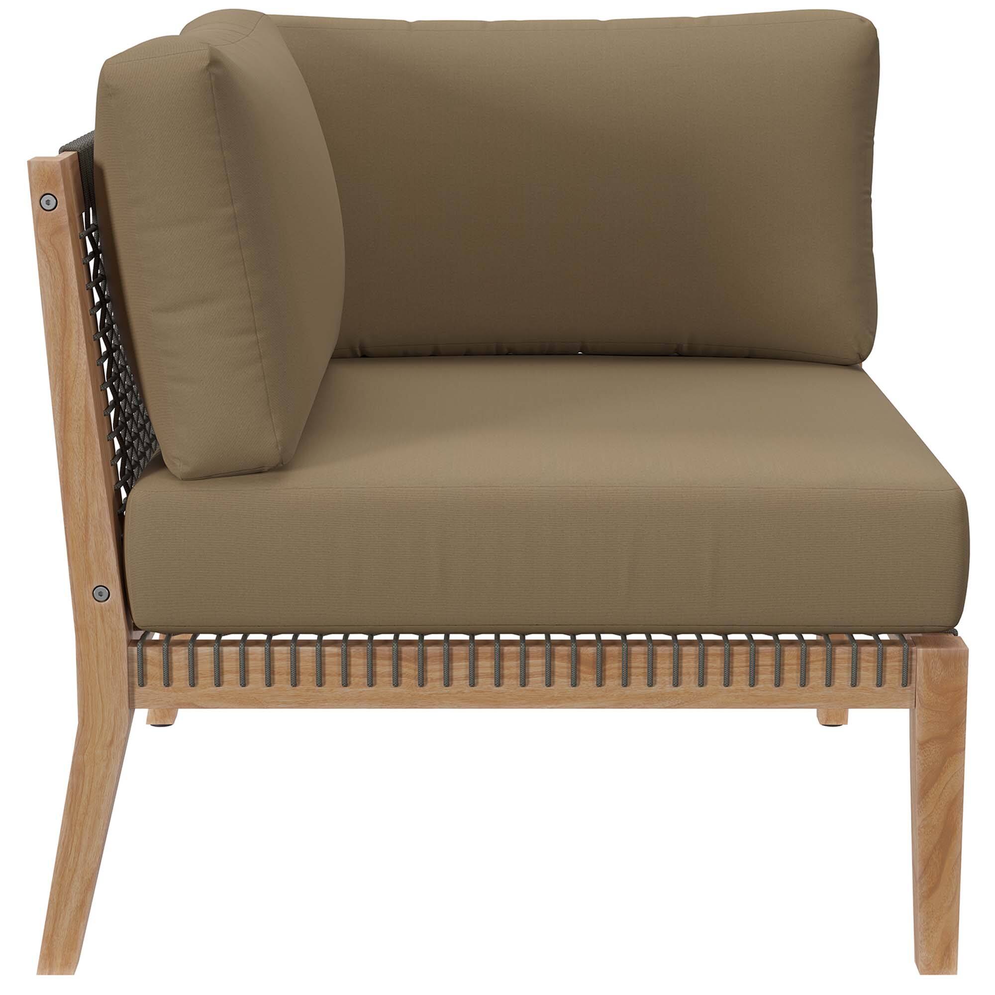Alt View 3. Modway - Clearwater 4-Piece Outdoor Patio Teak Wood Sectional Sofa - Gray Light Brown.