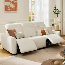 AMADA HOMEFURNISHING - 95" Oversized Power Reclining Sofa, 3-Seater, Zero Gravity, Pet-Friendly Cat Scratch Resistant Fabric - Beige