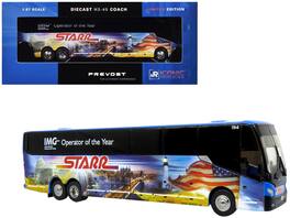 Prevost H3-45 Coach Bus "Starr Tours" Limited Edition 1/87 (HO) Diecast Model by Iconic Replicas - Blue with Graphics