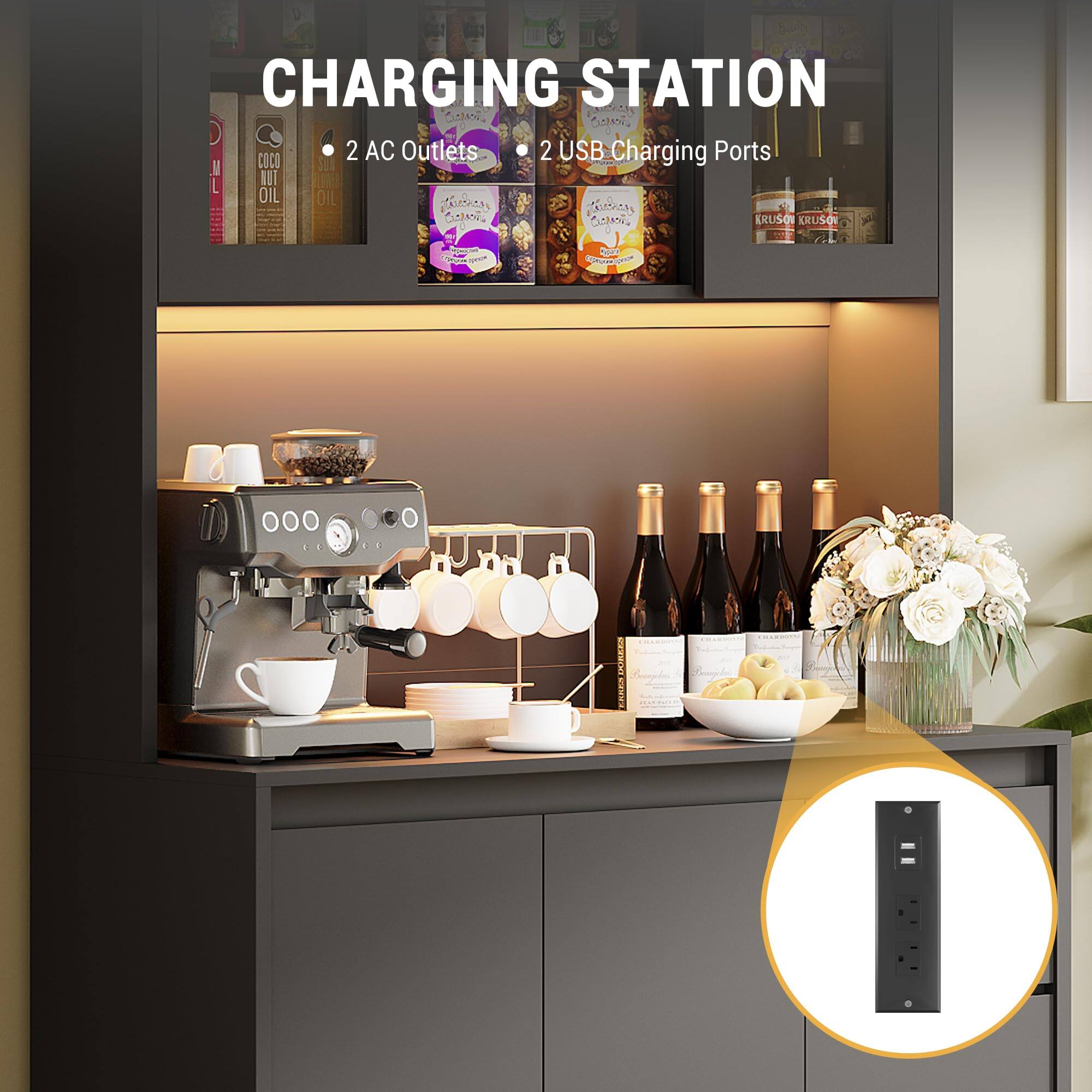 CHARGING STATION  
- 2 AC Outlets  
- 2 USB Charging Ports