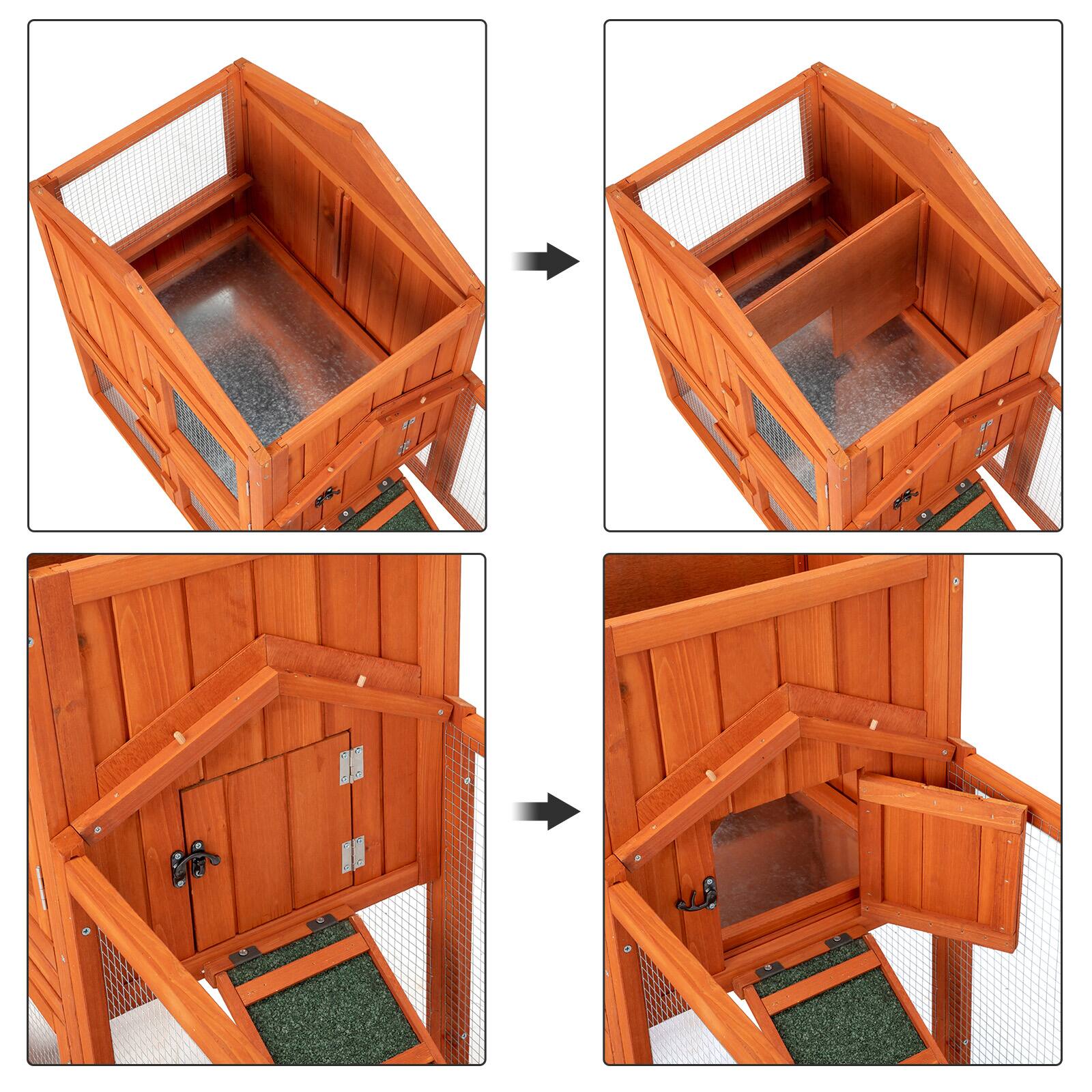 Alt View 3. Winado - 61in Wooden Rabbit Hutch Chicken Coop Small Pet House Bunny Cage with Ramp Run.