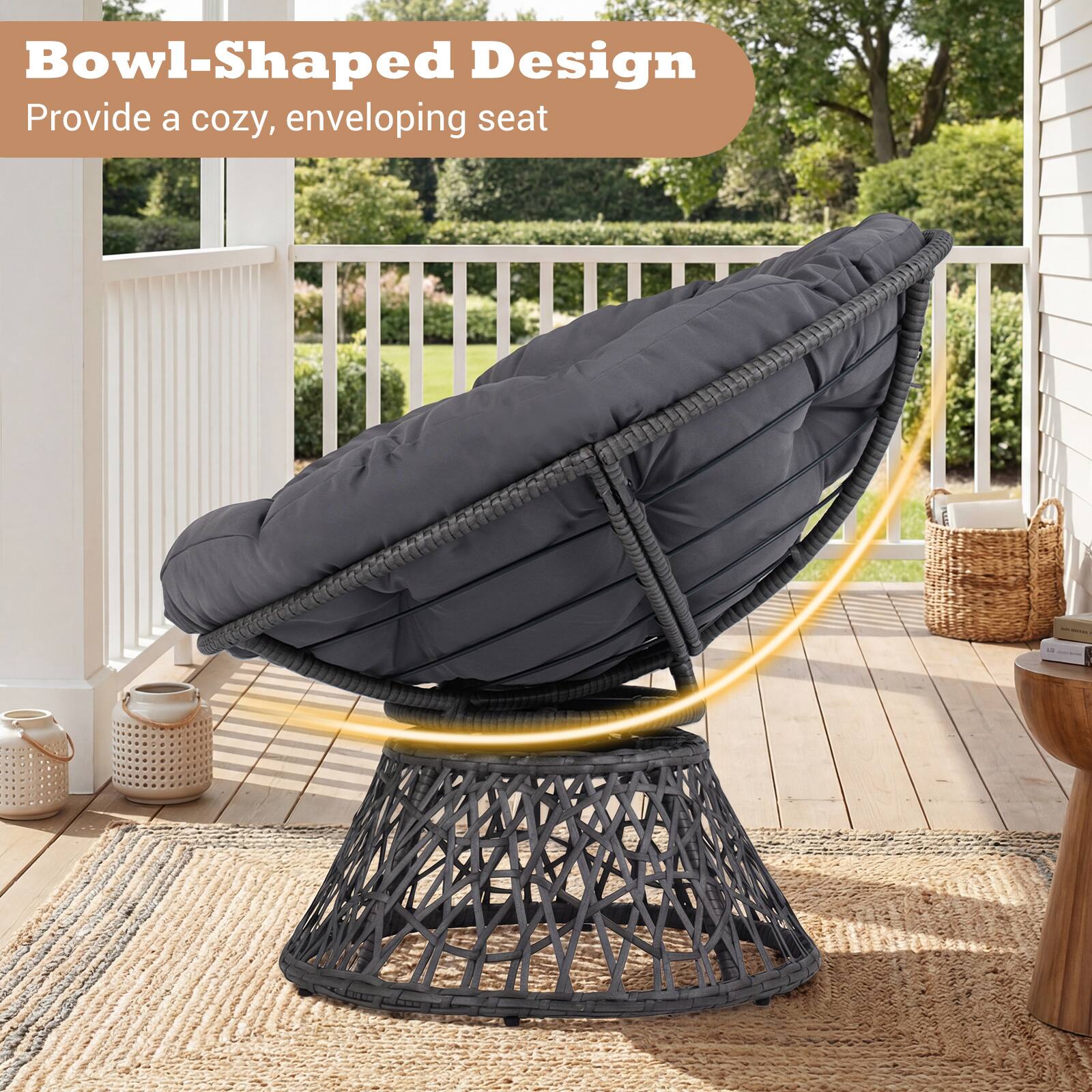 Bowl-Shaped Design  
Provide a cozy, enveloping seat