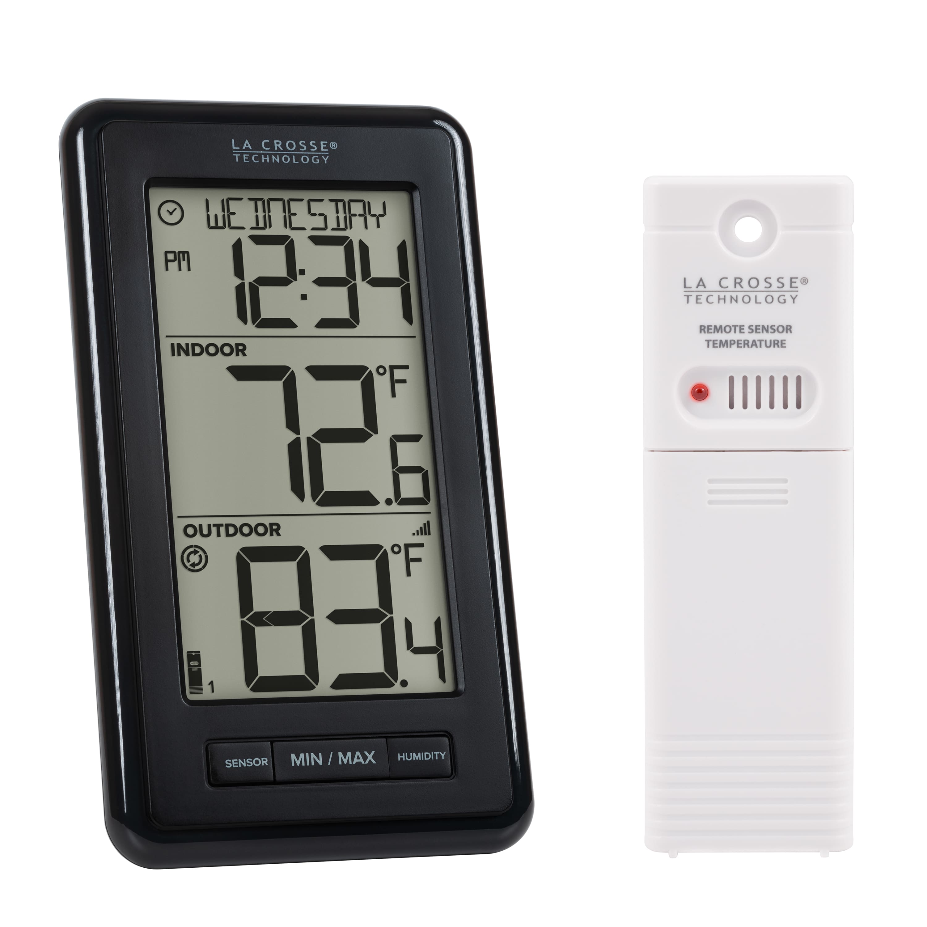 La Crosse Technology - Wireless Digital Thermometer with Indoor Humidity - Black