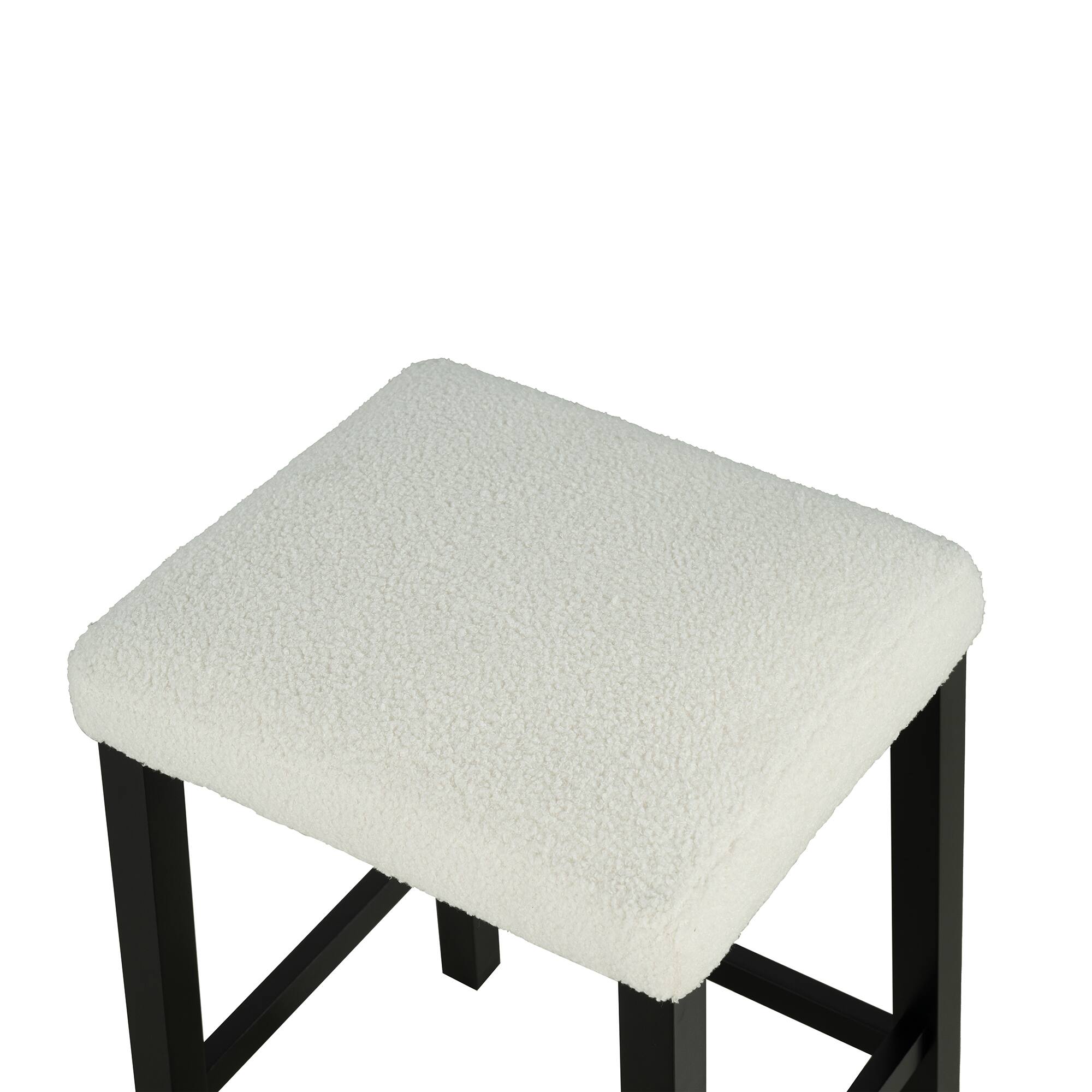 Alt View 7. Vaczon - Modern 3-Piece Dining Set with USB Charging – 1 Table and 2 Upholstered Stools for Kitchen, Apartment, or Breakfast Nook - Black,White.