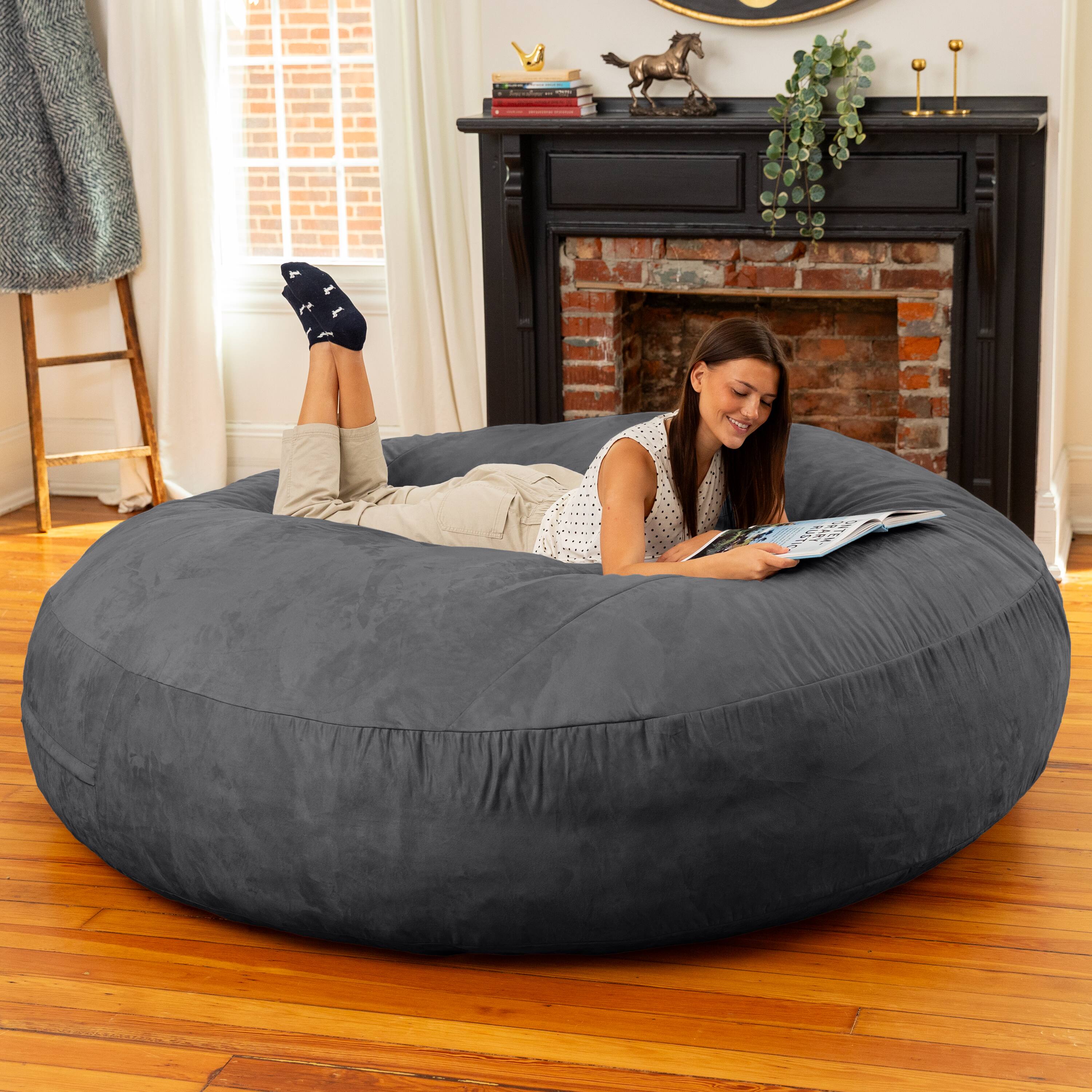 Alt View 3. Jaxx - Jaxx 6 Foot Cocoon - 2-in-1 Convertible Bean Bag Bed & Large Bean Bag Chair for Adults, Black - Black.