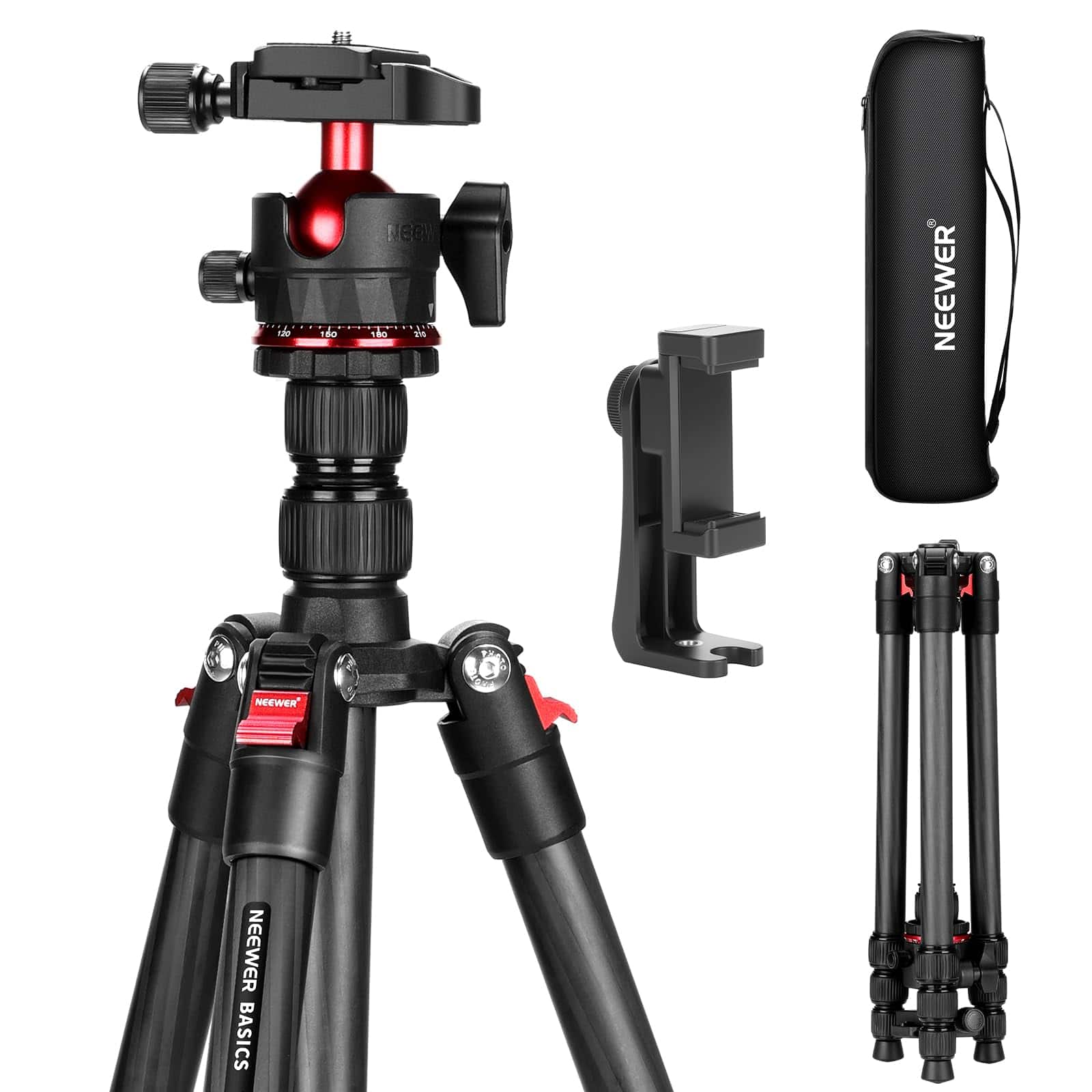Neewer - Carbon Fiber Travel Tripod, 64", Arca, 13.2lb, TP17 - Black