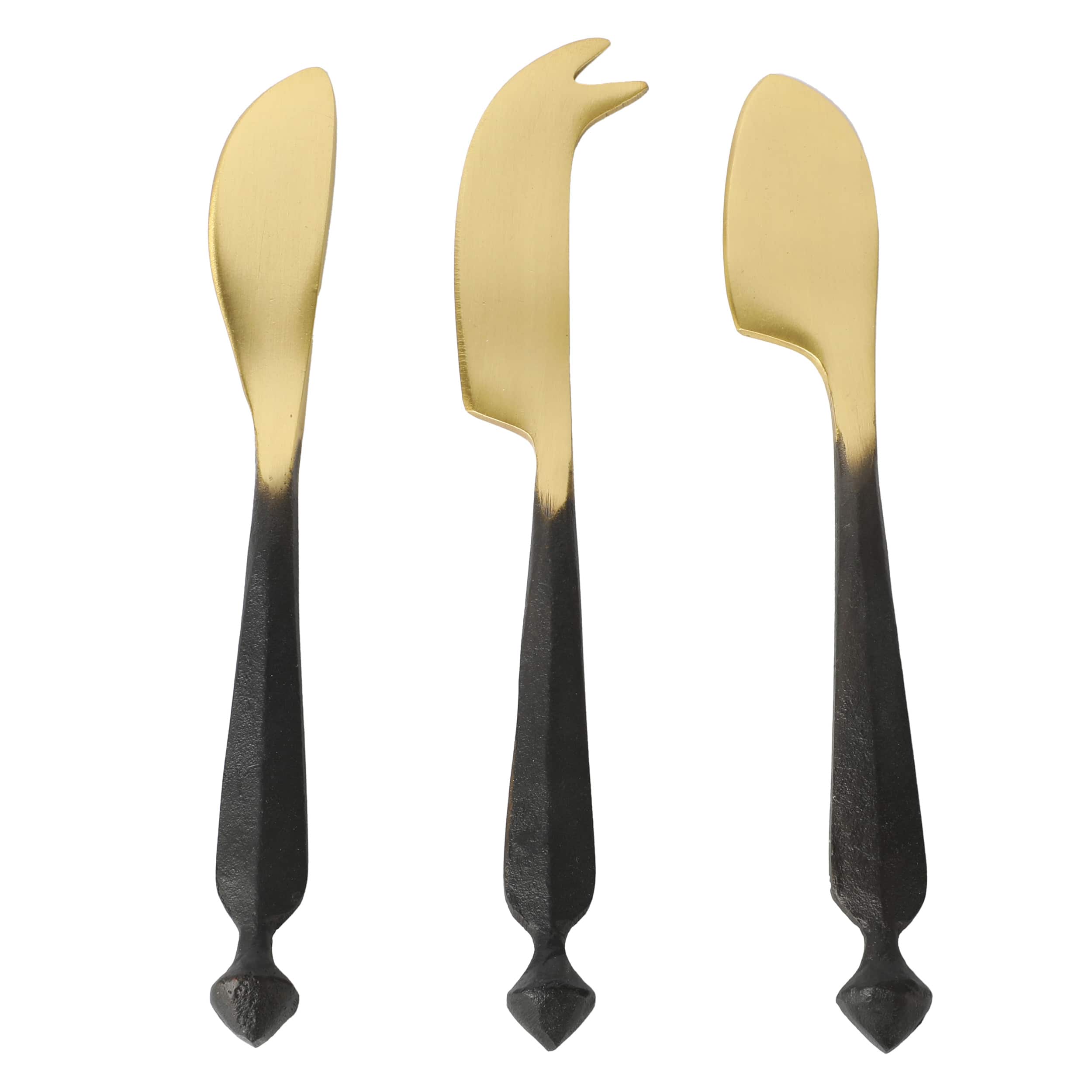 Cravings By Chrissy Teigen - 3 Piece Brass Cheese Knife Set with Handles - Black