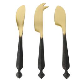Cravings By Chrissy Teigen - 3 Piece Brass Cheese Knife Set with Handles - Black