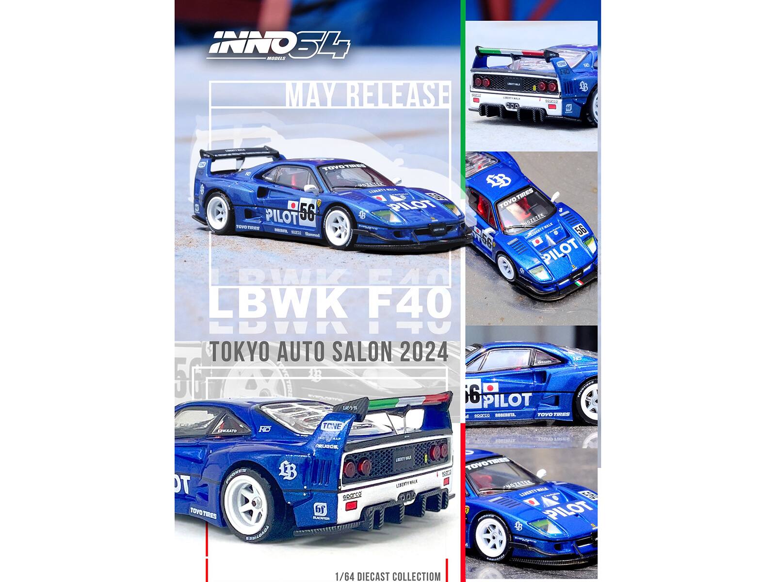 INNO34 MODELS  
MAY RELEASE  

LBWK F40  
TOKYO AUTO SALON 2024  

1/64 DIECAST COLLECTION