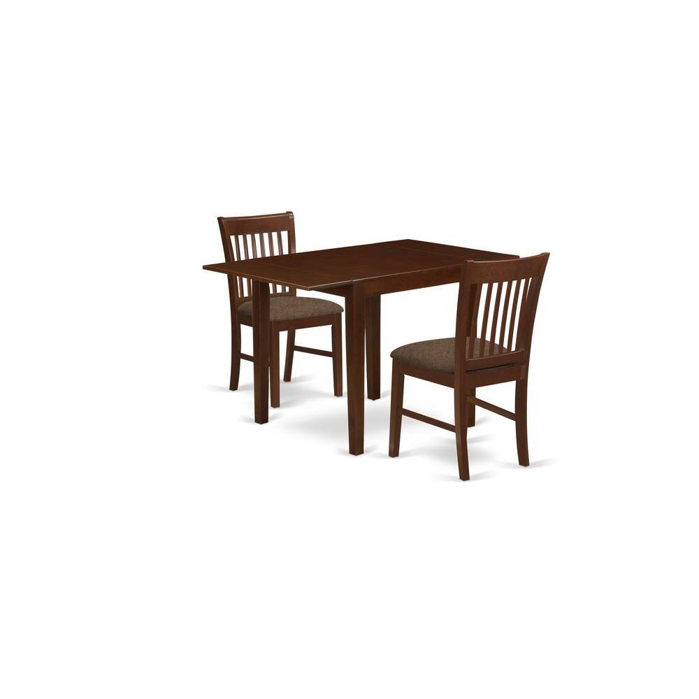 Angle. FurniFact - Wood Drop-Leaf Dining Table & Chairs 3-Piece Dining Set - Mahogany.