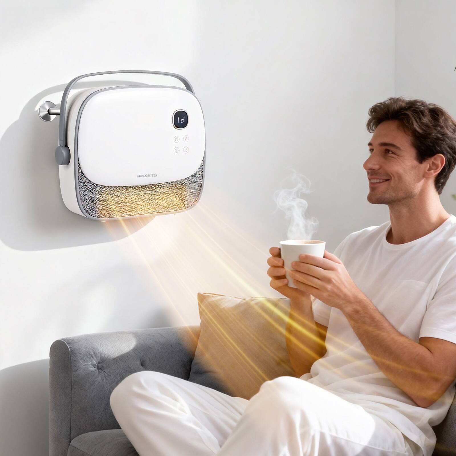 Alt View 3. Winado - 1500W Wall and Floor Mount Electric  Heater with 2 Heat Settings, Timer, Remote Control, for Indoor Bedroom Office Home - White.