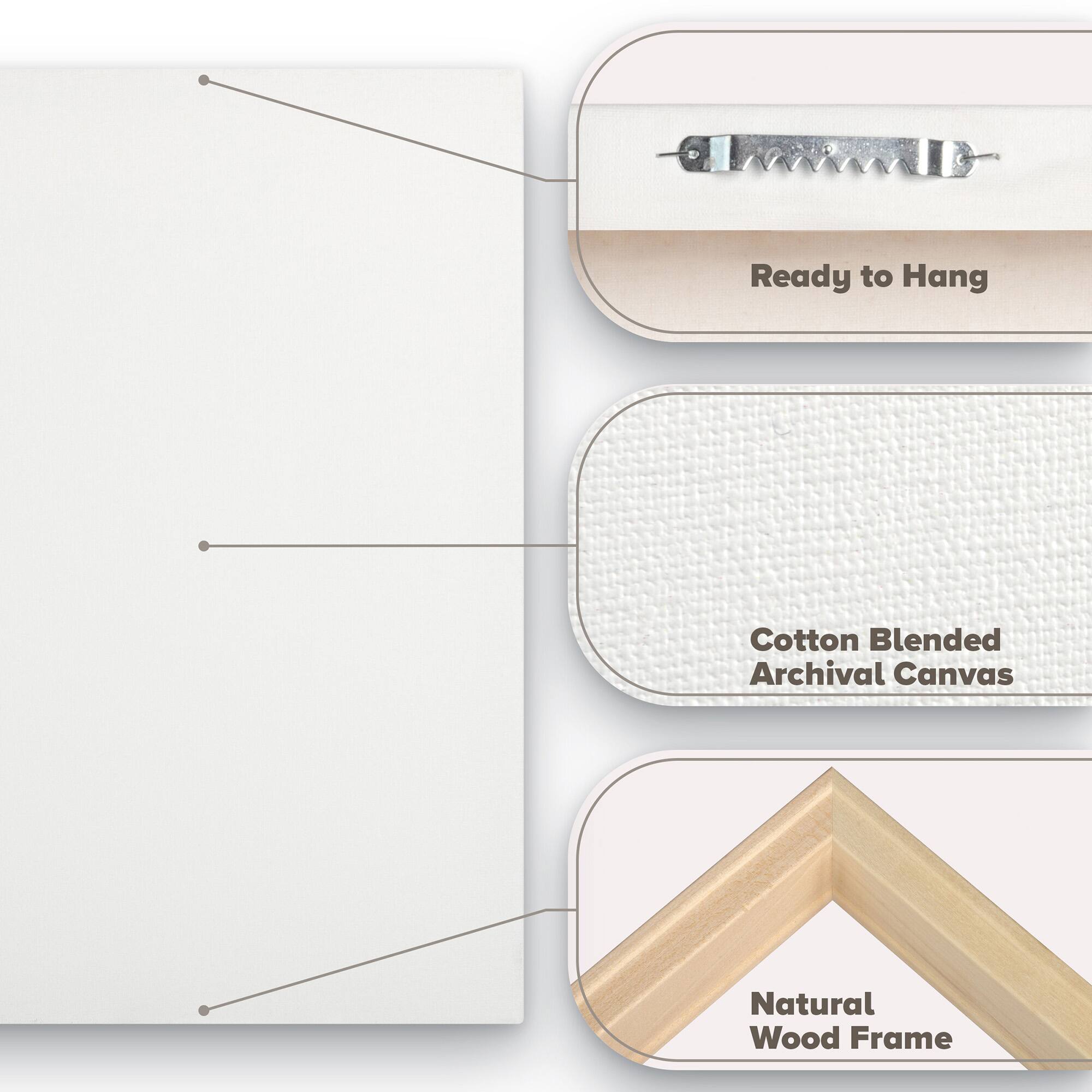 - Ready to Hang
- Cotton Blended Archival Canvas
- Natural Wood Frame