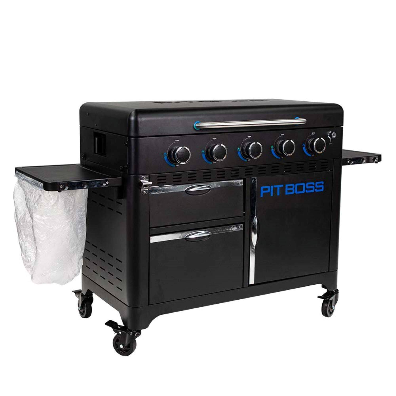 Left. Pit Boss - Ultimate Outdoor Gas 5-Burner Griddle - Black.