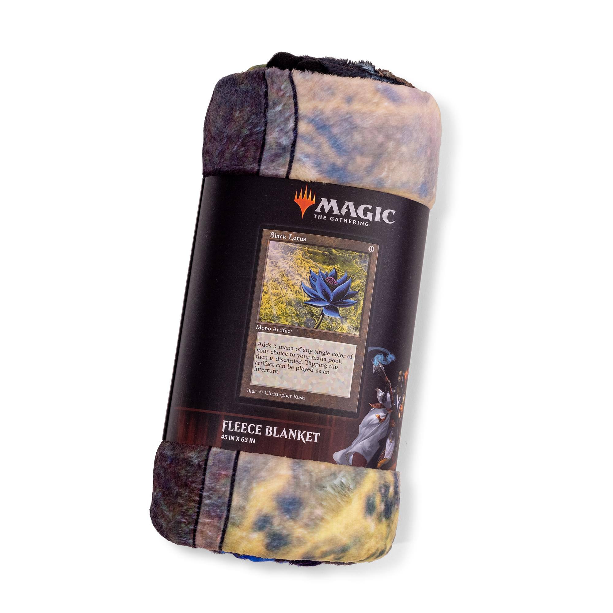 MAGIC THE GATHERING  
Black Lotus  
Mono Artifact  
Adds 3 mana of any single color of your choice to your mana pool. Artifact can be tapped to play an interrupt.  
Illustration: Christopher Rush  

FLEECE BLANKET  
45 IN X 63 IN