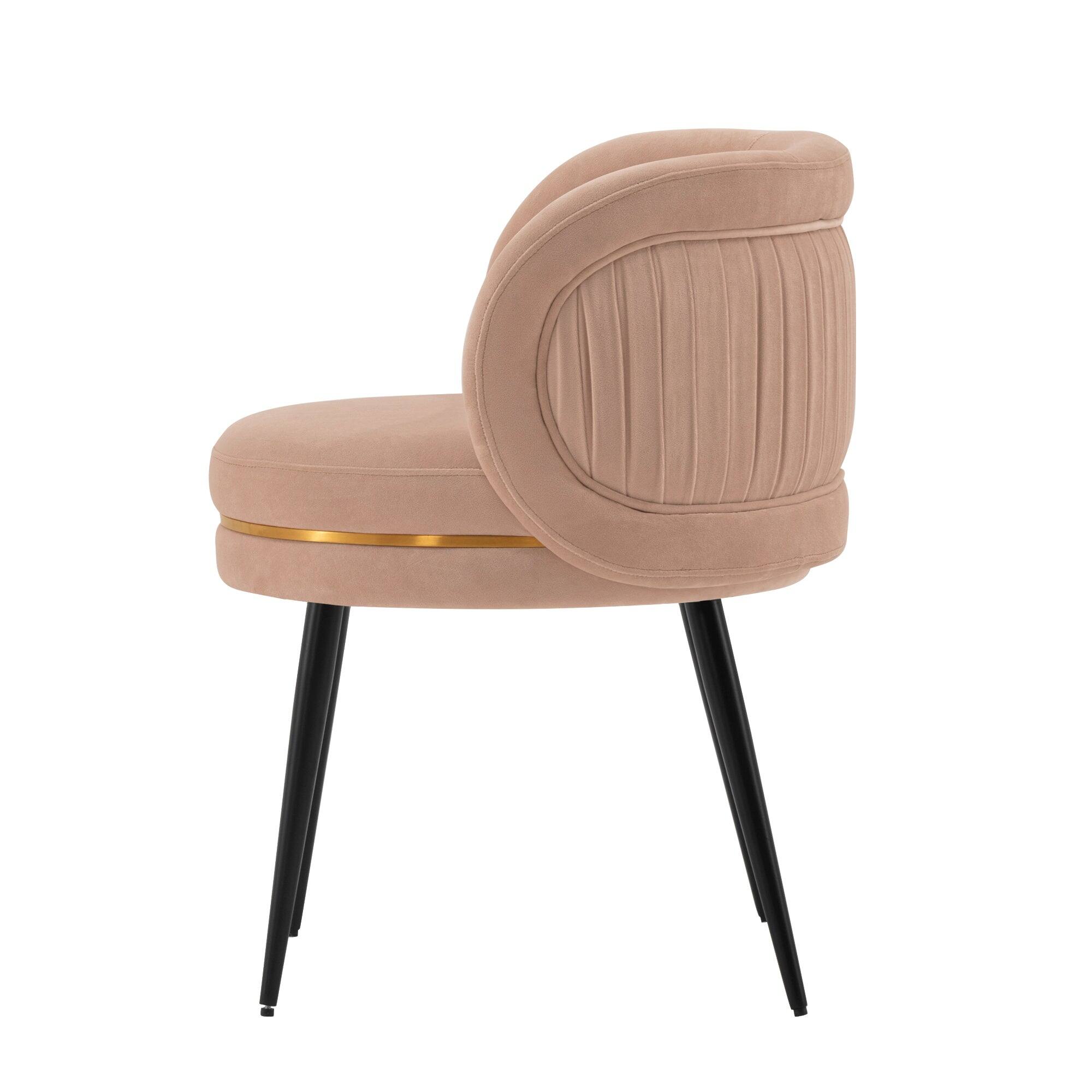 Alt View 1. Manhattan Comfort - Kaya Modern Wood Velvet Dining Chair - Set of 2 - Nude.