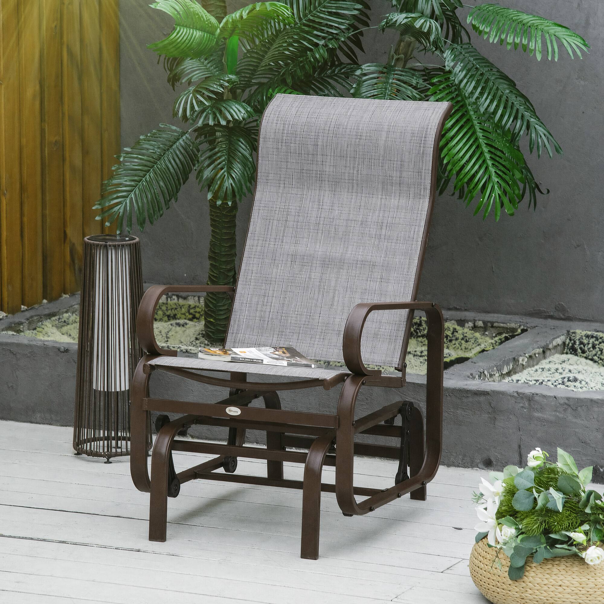 Alt View 1. Outsunny - Gliding Lounger Chair - Gray, Brown.