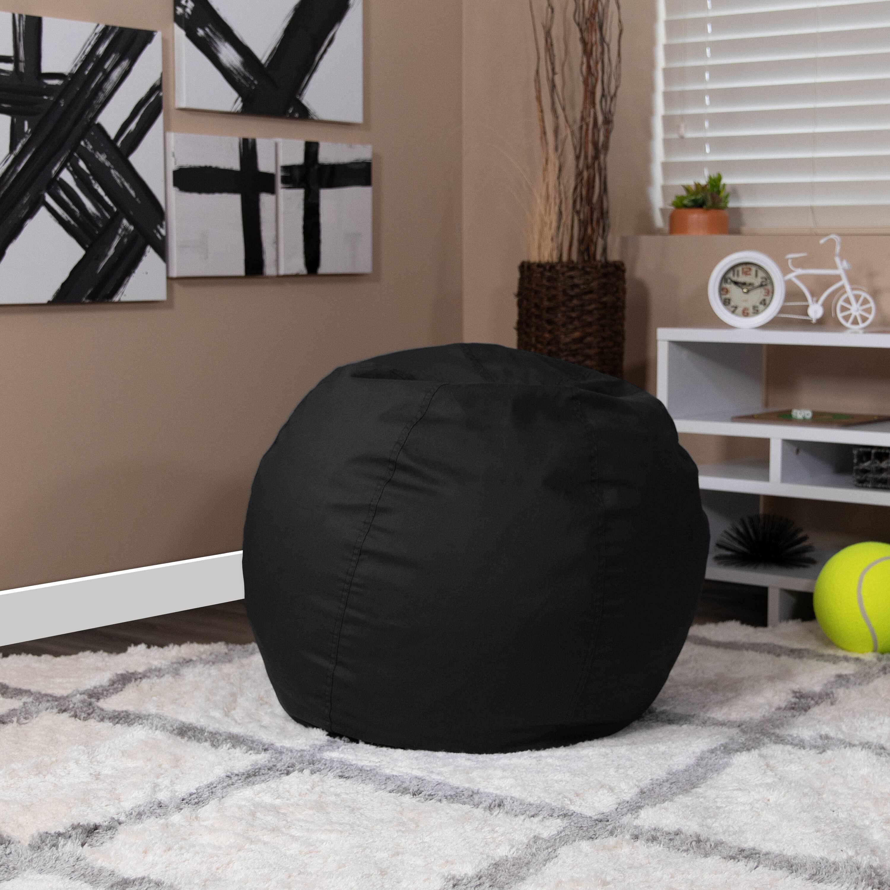 Angle. Flash Furniture - Dillon Small Solid Black Refillable Bean Bag Chair for Kids and Teens - Black.