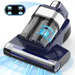 MOOSOO - Mattress Vacuum with UV Light, 16kPa Strong Suction & 33000 RPM/Min Tapping, Ultrasonic Bed Vacuum Cleaner for Bed - Blue Gray