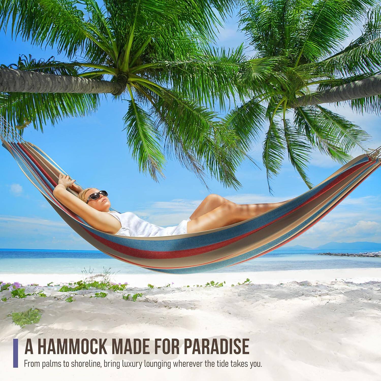 A Hammock Made for Paradise  
From palms to shoreline, bring luxury lounging wherever the tide takes you.