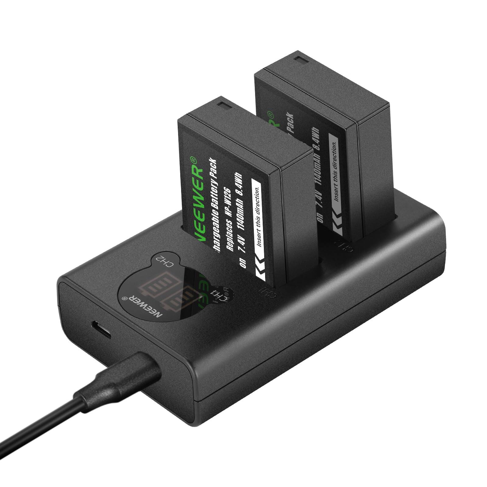 Pack Battery 8.4Wh NEEWER W126 NP. 1140mAh rechargeable Replaces 7.4V CH2 on NEEWER. Insert this direction.