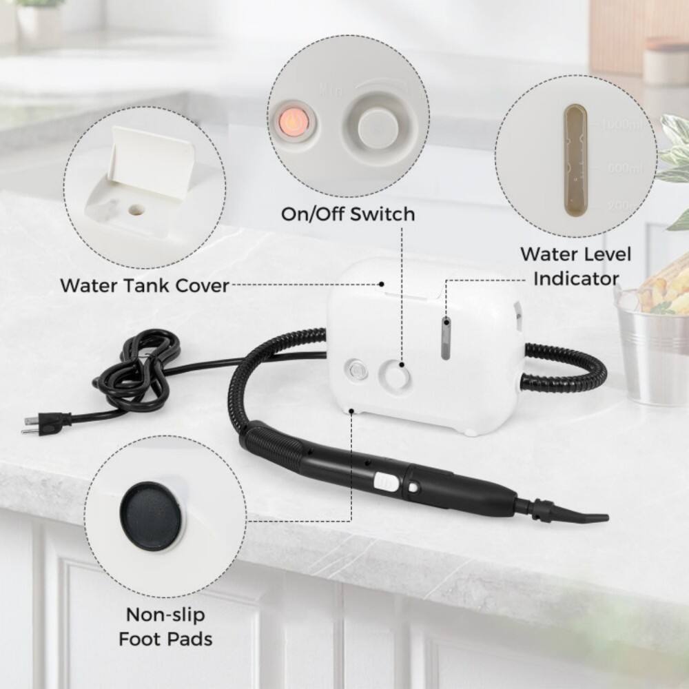 - Water Tank Cover
- On/Off Switch
- Water Level Indicator
- Non-slip Foot Pads