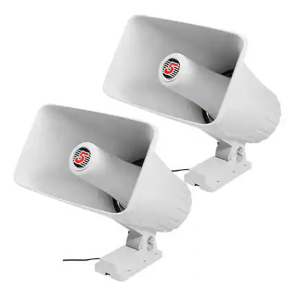 Front. 5 CORE - 5 Core PA Horn Speaker 2Pc 8 Inch 65W Bull Horn Audio System-HW 508 WH 2PCS - White.