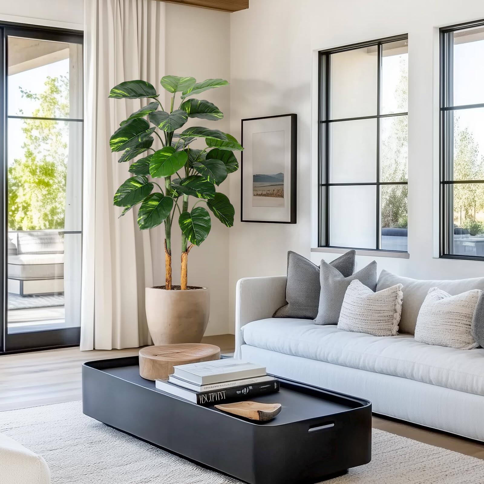 Back. Homhougo - 6FT Golden Pothos – Artificial Scindapsus Floor Plant with Realistic Vines, Indoor Decor, Potted - Green.