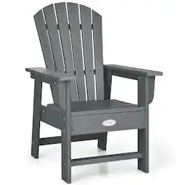 Costway - Patio Kids' Adirondack Chair Seat Weather Resistant for Ages 3-8 - Gray
