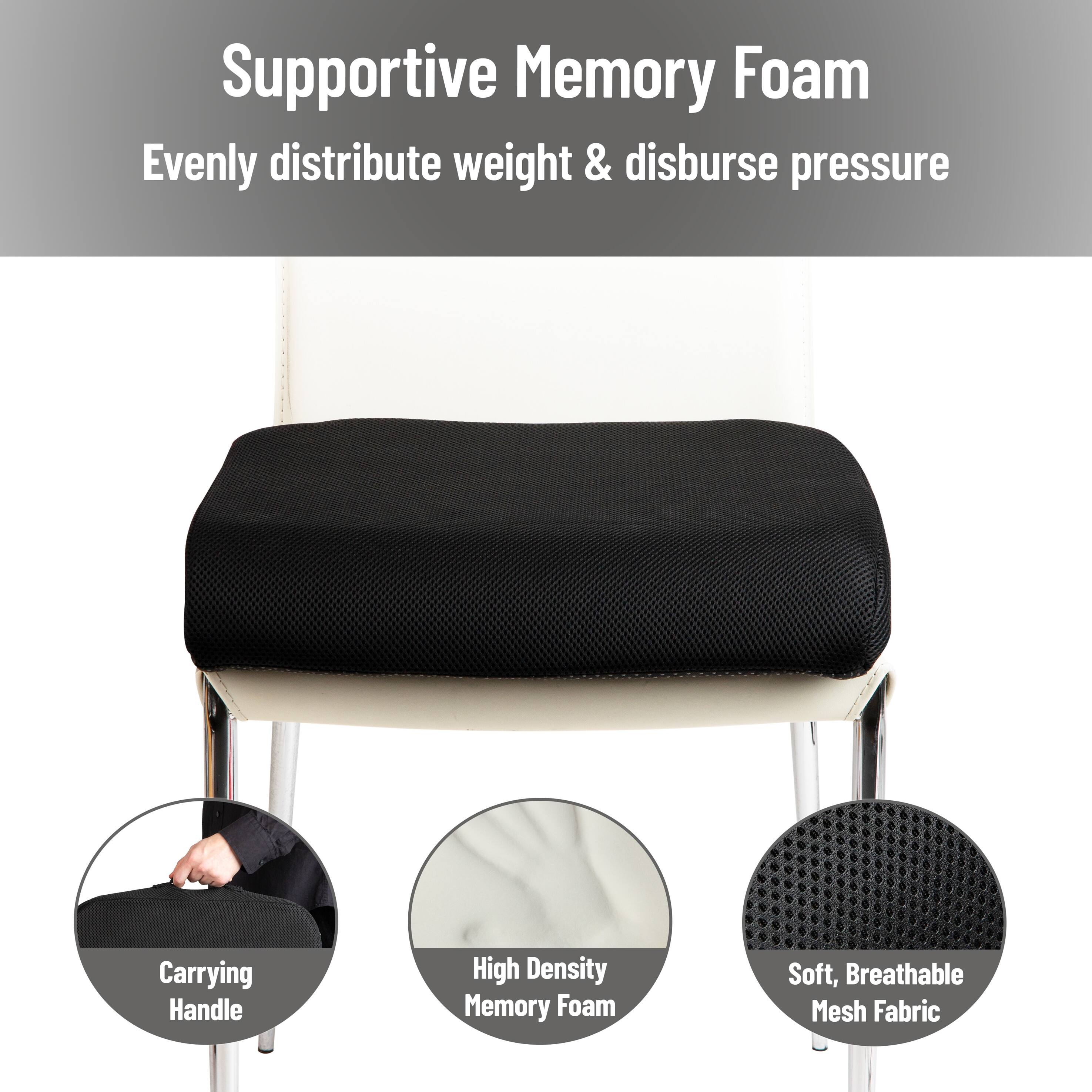 Supportive Memory Foam: Evenly distribute weight & disburse pressure. Carrying Handle: High Density Memory Foam. Soft, Breathable Mesh Fabric.