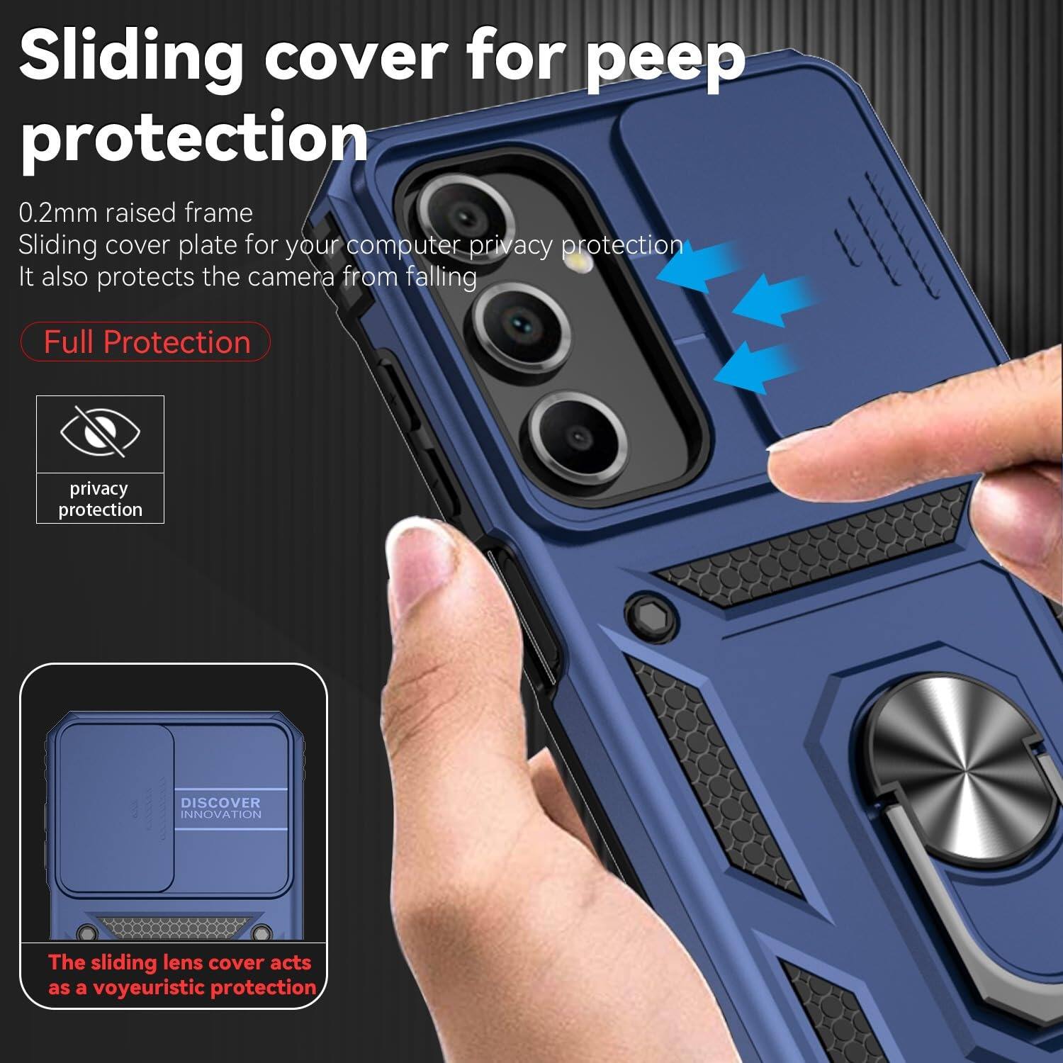 Sliding cover for peep protection  
0.2mm raised frame  
Sliding cover plate for your computer privacy protection  
It also protects the camera from falling  

Full Protection  
privacy protection  
DISCOVER INNOVATION  
The sliding lens cover acts as a voyeuristic protection