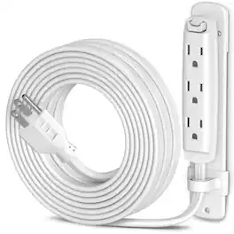 Maximm - Straight Plug Extension Cord 25 ft Multi 3-Outlet Power Cord with Mounting Bracket, Grounded 16 AWG UL Certified - White
