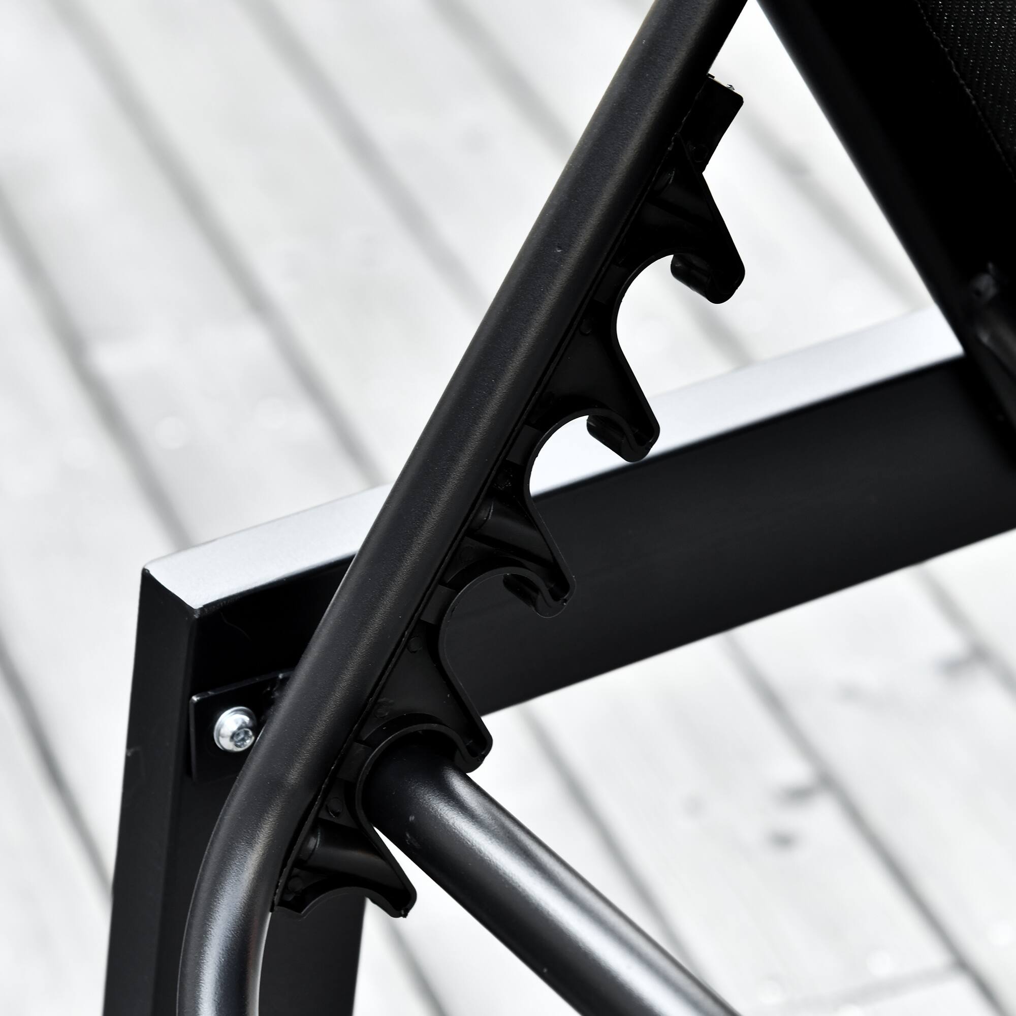 Alt View 7. Outsunny - Outdoor Chaise Lounge with Wheels, Five Position Recliner for Sunbathing, Suntanning, Steel Frame, Breathable Fabric - Black.