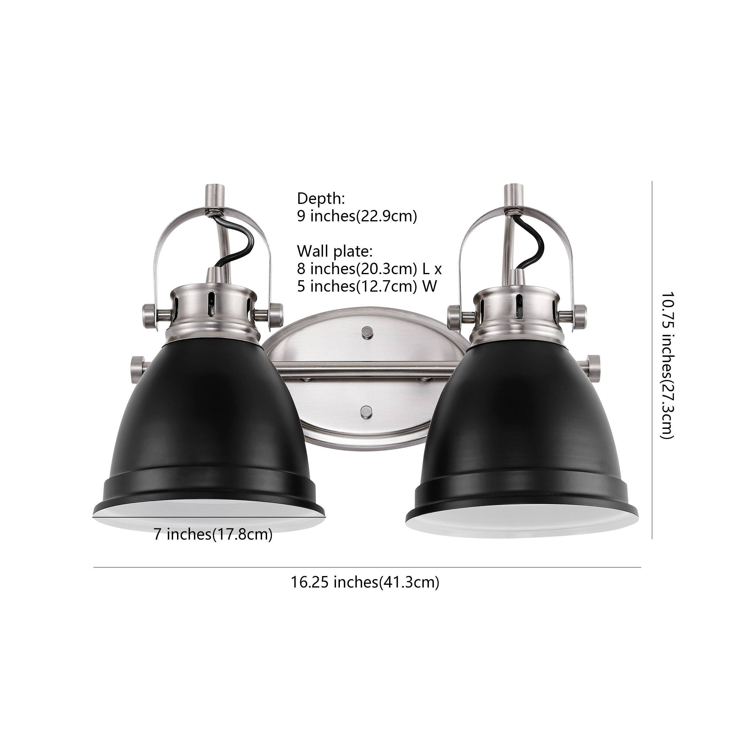 Depth: 9 inches (22.9 cm)  
Wall plate: 8 inches (20.3 cm) L x 5 inches (12.7 cm) W  
10.75 inches (27.3 cm)  
7 inches (17.8 cm)  
16.25 inches (41.3 cm)