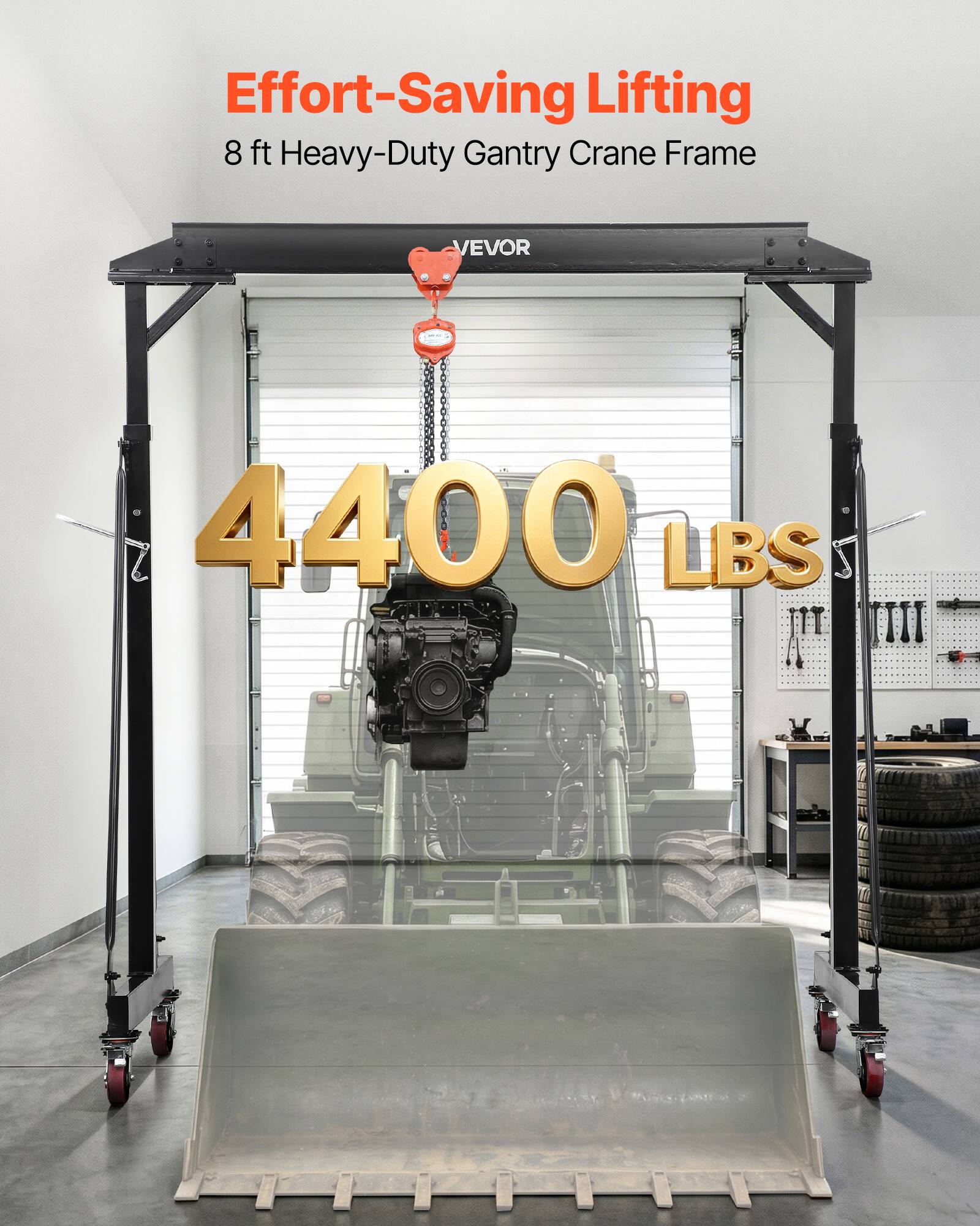 Effort-Saving Lifting  
8 ft Heavy-Duty Gantry Crane Frame  
VEVOR  
4400 LBS