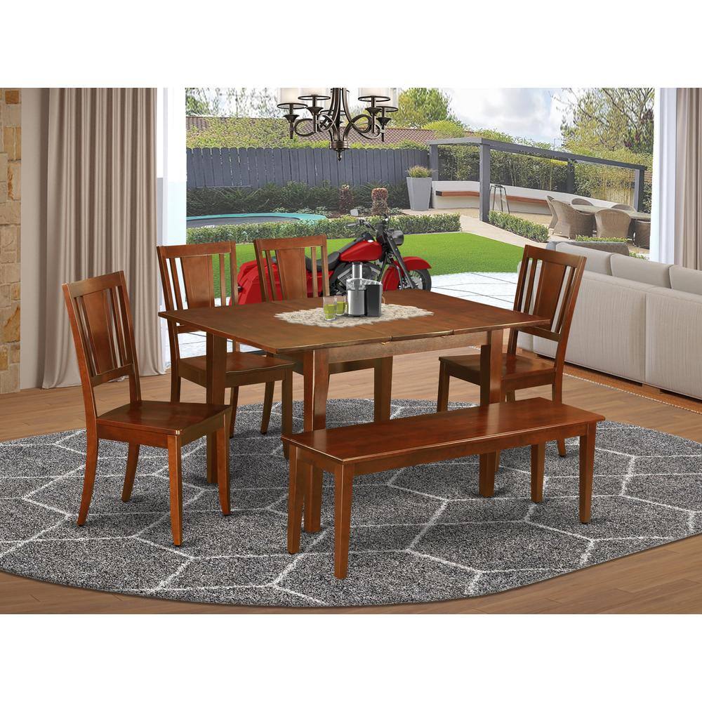 Back. East West Furniture - 6 Pc dinette set-breakfast nook and 4 Chairs for Dining room and Dining Bench - Mahogany.