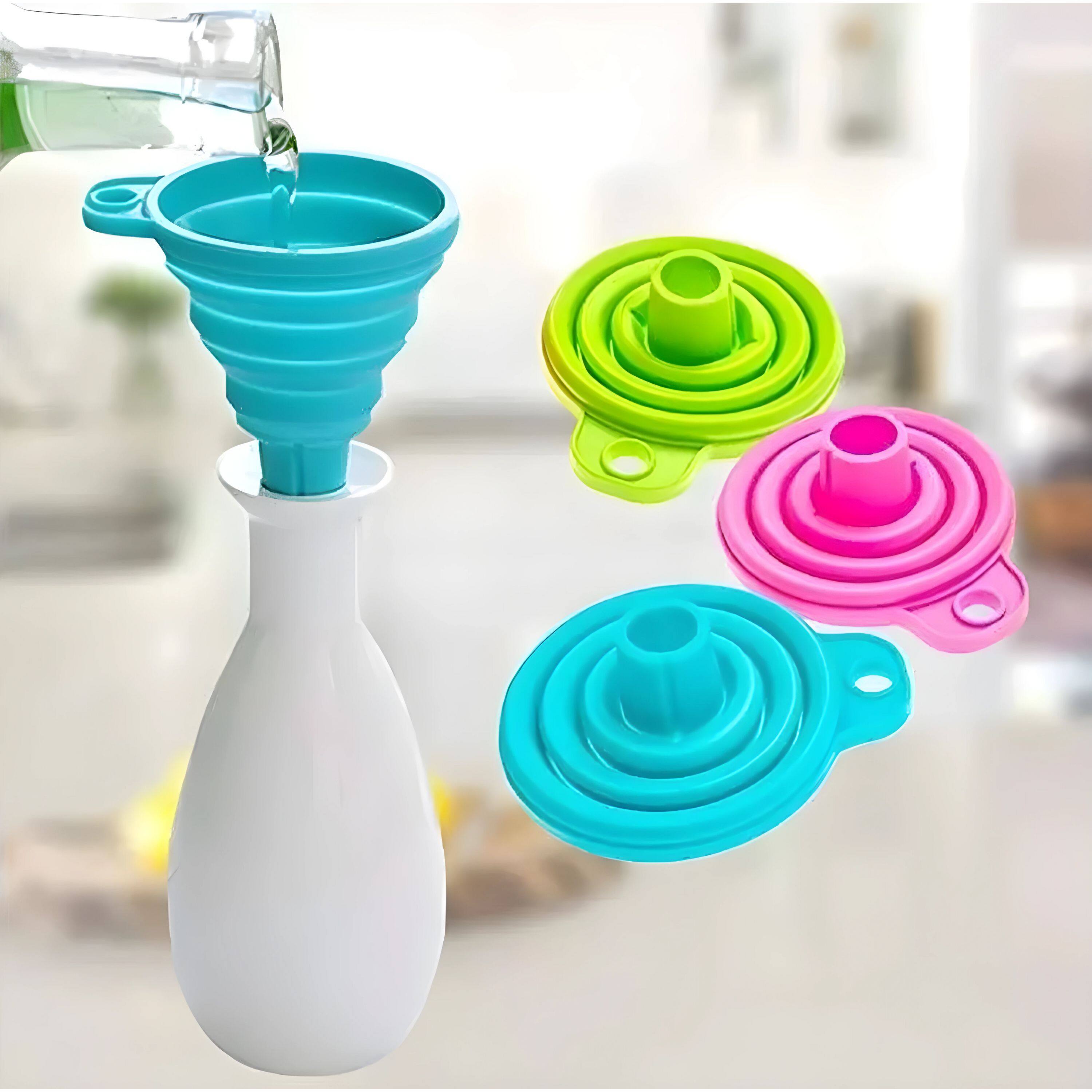 Angle. Kitcheniva - Kitchen Foldable Silicone Funnel Set 6 Pcs - Multicolor.
