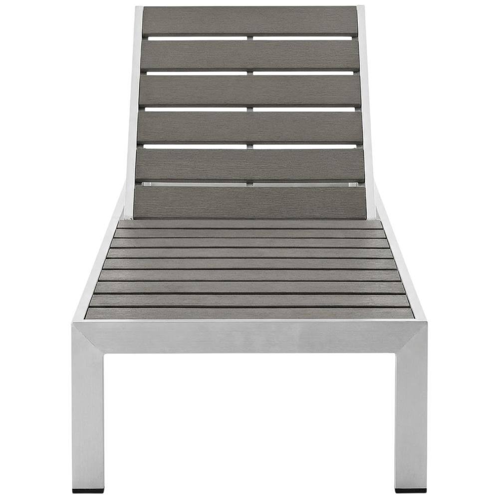 Back. Outdoor Escape - Outdoor Patio Aluminum Lounge Chairs Set Of 2 With Ergonomic Backrests - Gray.