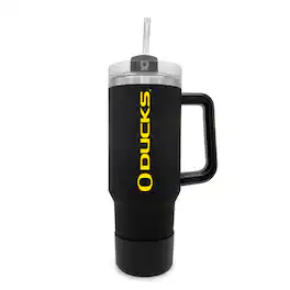 The Fanatic Group - Oregon Ducks 40oz. Stainless Tumbler with Handle & Removable Straw - Black