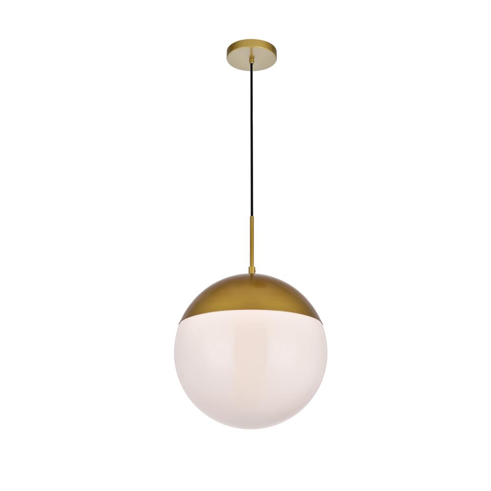 Alt View 2. Living District - Eclipse 1 Light Brass Pendant With Frosted White Glass - Brass And Frosted White.