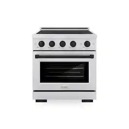 ZLINE - Autograph 30 in. 4.2 cu. ft. Paramount Freestanding Induction Range with 4 Burners in Satin Steel with Black Accents - Satin Stainless Steel