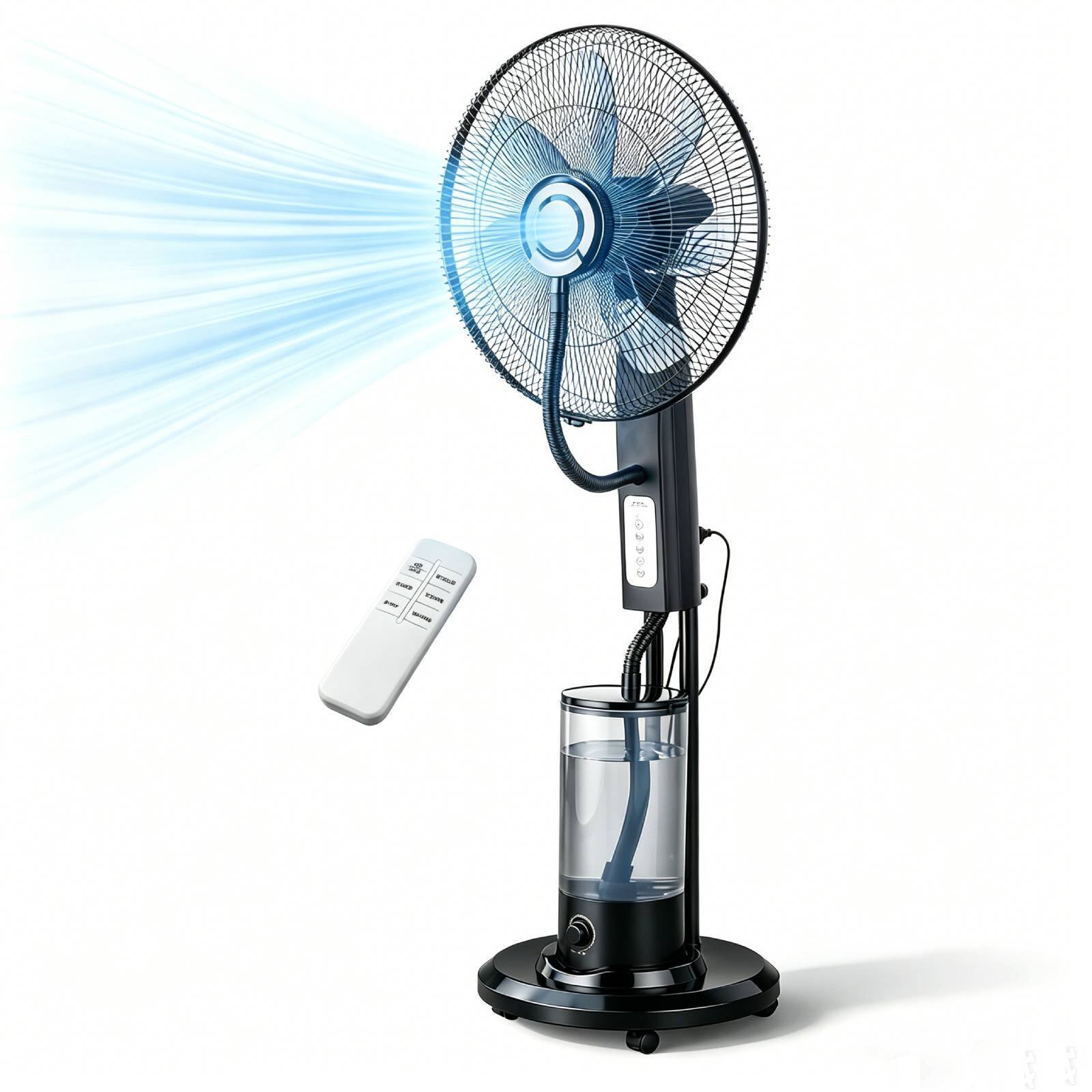 Angle. Winado - 18" Pedestal Misting Fan, Portable Mister Cooling Fan, Misting Floor Standing Fan w/5L Detachable Water Tank, 3 Speeds - Black.