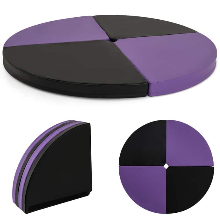 SlickBlue - Round Pole Dance Crash Mat with EPE Foam, Portable Yoga and Fitness Mat - Purple