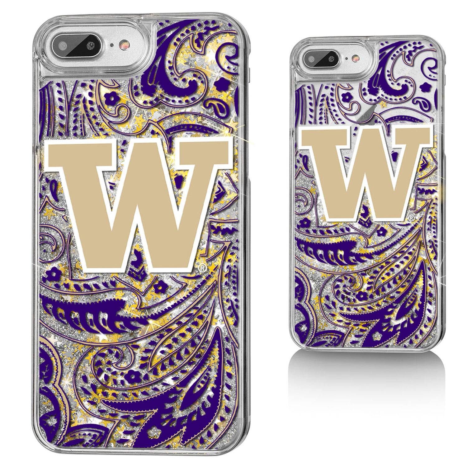 Front. Keyscaper - Washington Huskies iPhone Glitter Paisley Design Case - 13 Pro - Multicolor.