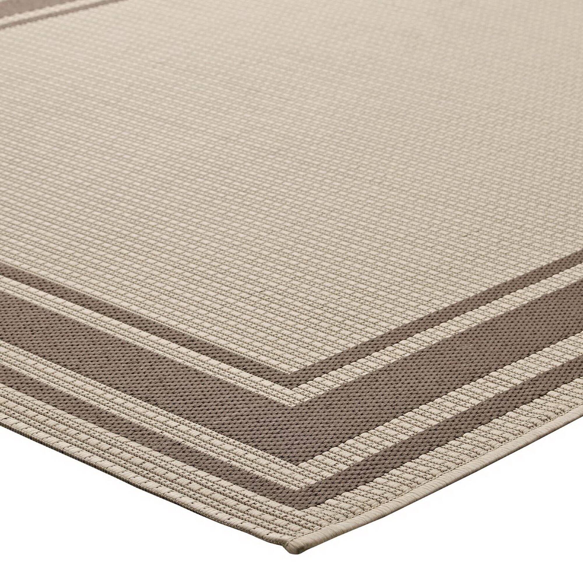 Alt View 2. Modway - Rim Solid Border Indoor and Outdoor Area Rug - Light and Dark Beige.