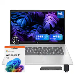 HP - 17.3" HD+ Touchscreen Laptop,Intel Core 5 120U,32GB RAM,1TB SSD+160GB Dock Set,Win 11 Pro - Silver