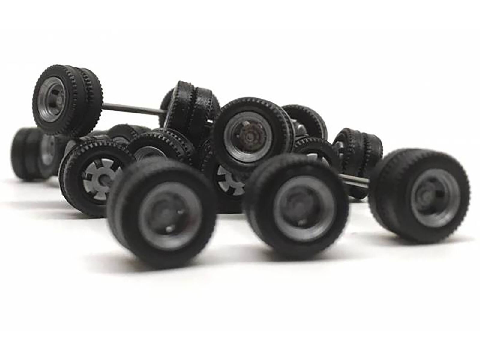 Angle. Promotex - Goldhofer Trailer Wheelsets (12 Sets) 1/87 (HO) Plastic Model by Promotex - Black.