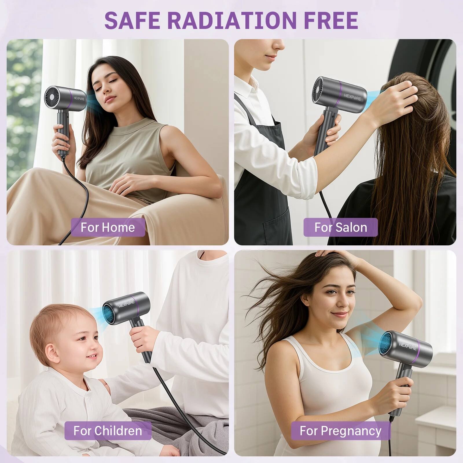 NEXPURE Hair Dryer, 1300W Lonic Blow Dryer with Nozzle, for All