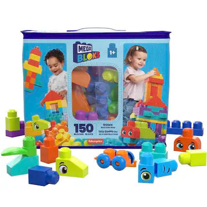 MEGA 1+ BLOKS a BIGGER 150 BUILDING BAG TRS GRAND SAC BLOCKS BLOCS DE CONSTRUCTION fisher-price