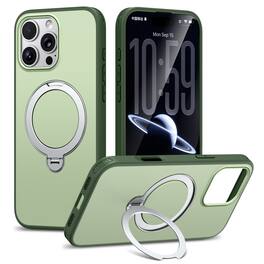 Dteck - Magnetic Case for Apple iPhone 16 Pro Max with 360° Rotating Ring Stand, Military-Grade Shockproof Protective Cover - Green