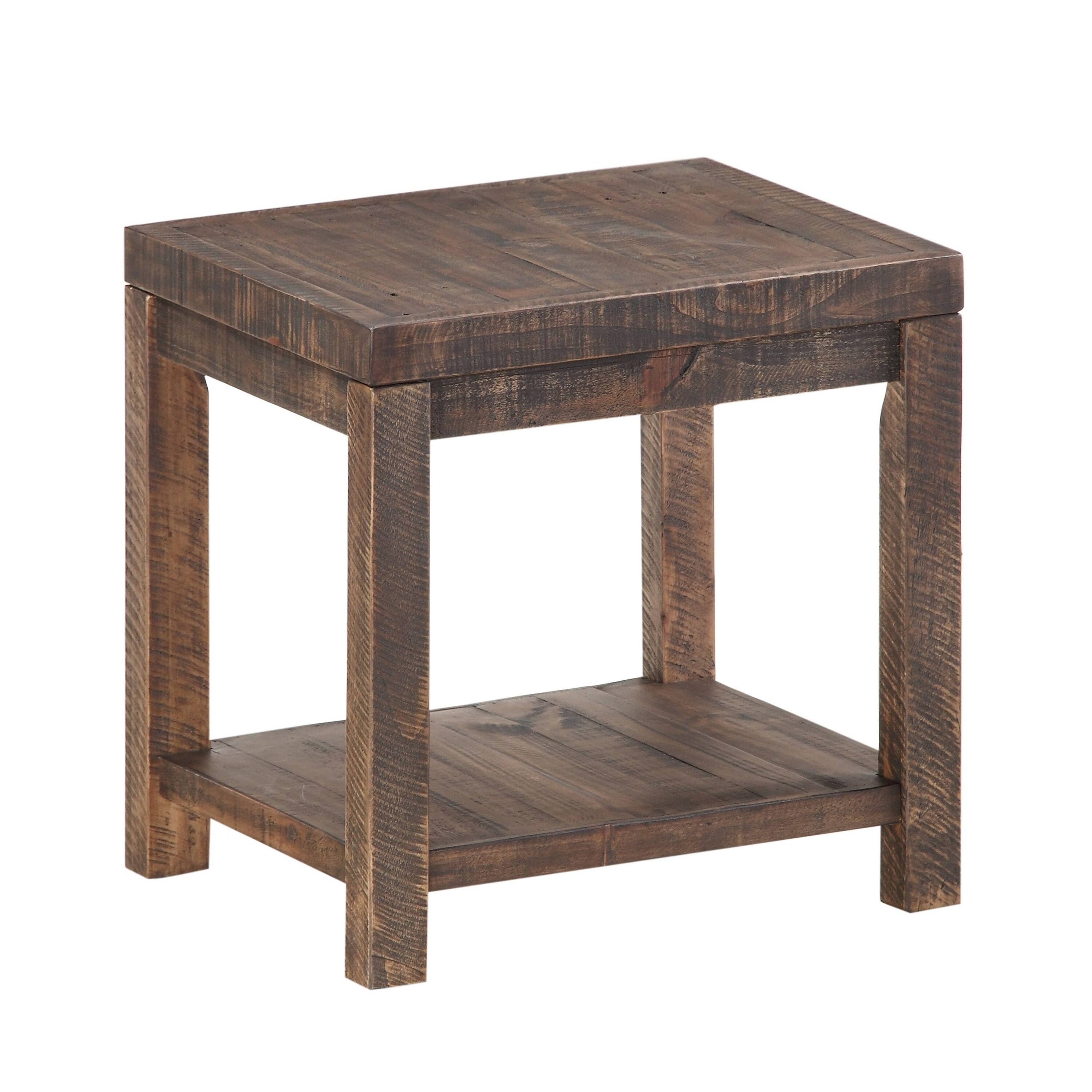 Front. Manhattan Lane - Wooden End Table with One Shelf - Brown.